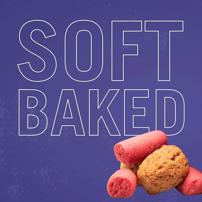 Three Dog Bakery Soft Baked PB&J Bites, Peanut Butter & Strawberry Flavor, Premium Treats for Dogs, 24 Ounce Box,114008