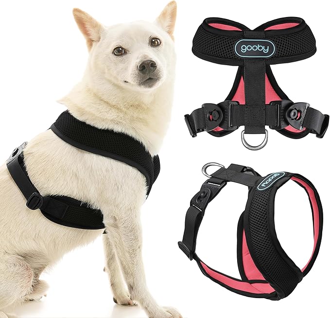 Gooby Comfort X Harness Dual Snap Mesh in Dog Harness - Dark Pink, Medium