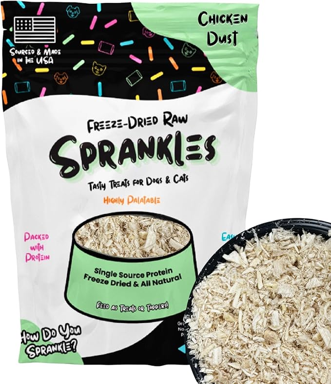 Freeze Dried Chicken Treats for Cats & Dogs - Single Ingredient All Natural Grain-Free, High Protein, Made in USA - Perfect for Training, Topper or Snack (Chicken Dust, 1 Pound)