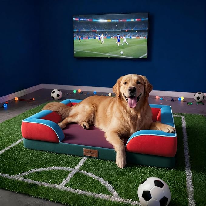 Comfort Expression Orthopedic Dog Bed for Large Dogs 36x27 Inch, Waterproof Egg Crate Foam Large Pet Bed with Removable Bolsters, Dog Couch with Washable Cover & Non-Slip Bottom, San Francisco