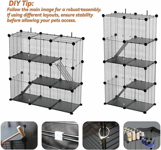 STILLCOVE Cat Cage Indoor, Big Wire Cat Cage Kennels Enclosures DIY Playpen Crates, Pet Pen C&C Cage for Multiple Cats Kittens Rabbits Bunny Ferrets Chinchilla and Small Animals