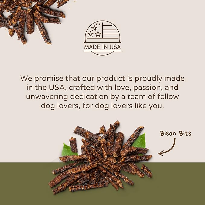 Bison Bits Grain Free Natural Dog Training Treats for Small to Large Breed - Low Calorie, High Value, Healthy Dog Treats for Small, Medium & Large Dogs (8oz)