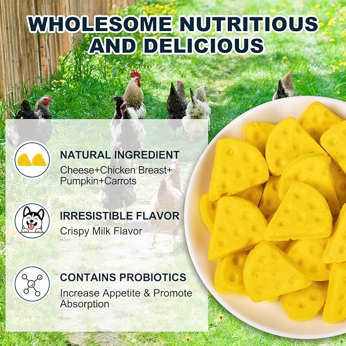 Freeze-Dried Chicken Cheese Cat Dog Treats,High Protein Pet Snacks Grain-Free, Add Pumpkin & Carrots for Digestive Health(40 PCS)