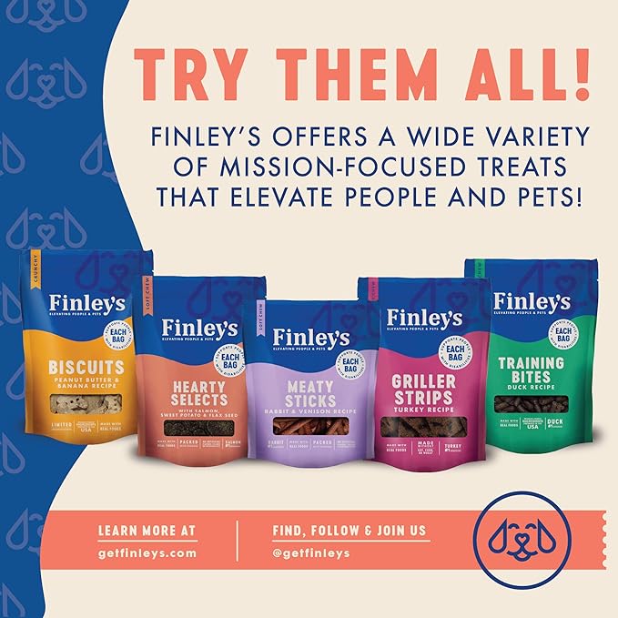 Finley's Salmon Hearty Bites, Soft & Chewy Treats for Dogs, Nutrient Packed, Sweet Potato & Flax Seed,12oz, 2 Pack