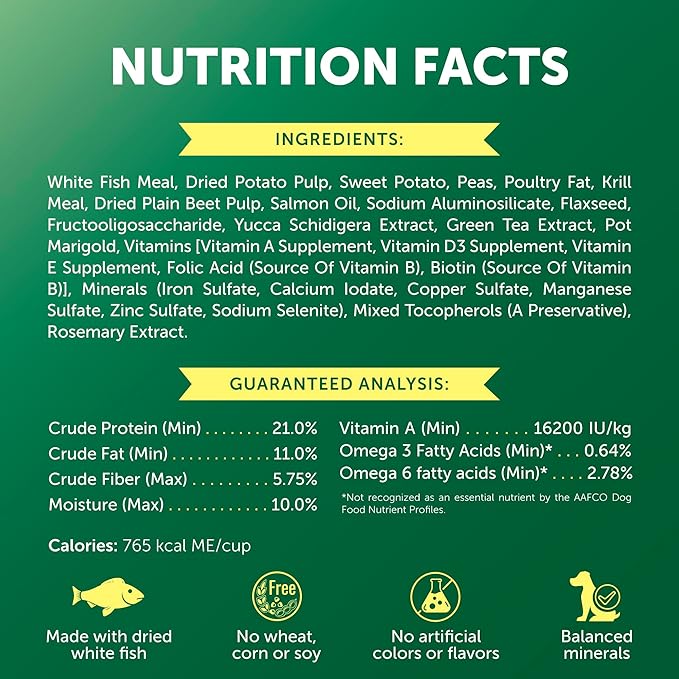 Nature's Protection Dry Dog Food for Small Breed - High Protein, Grain-Free Anti-Tear Stain Diet for White & Light Fur Adult Dogs, Small Bites Kibble (Superior Care - White Fish, 22 lb)