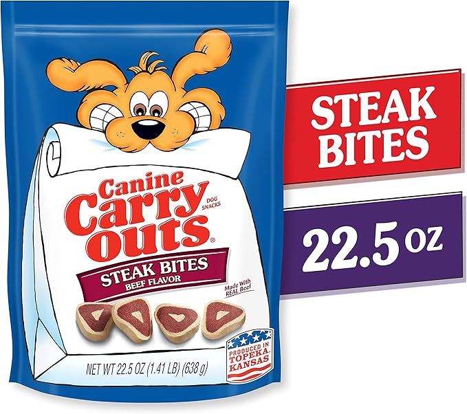 Canine Carry Outs Steak Bites Beef Flavor Dog Treats, 22.5 Ounce Bag (Pack of 2)