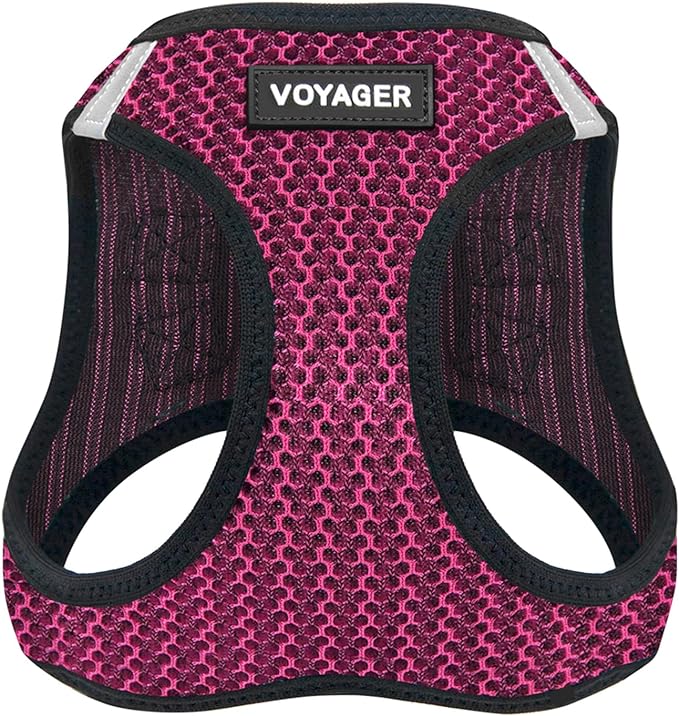 Best Pet Supplies - All Weather Mesh/Plush, Reflective, No Pull Harness for Small, Medium Dogs, Cats - Secure with Hook & Loop Fastener, Buckle, Double D-Rings - Fuchsia (2-Tone), XL