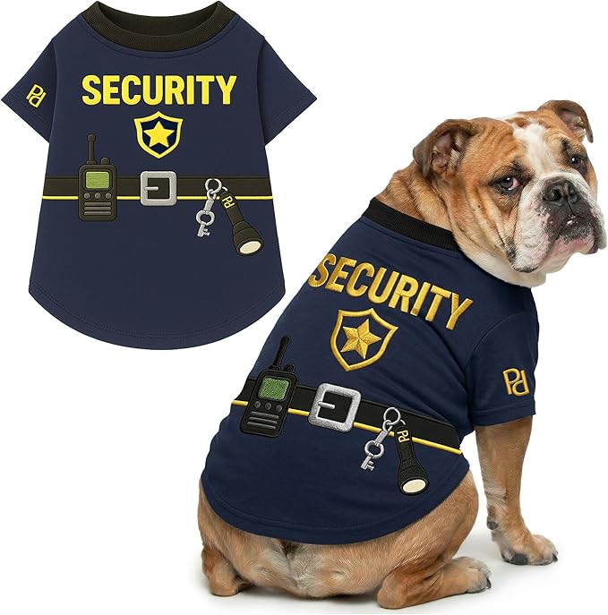 Parisian Pet Dog Security Woofficer Shirt - Embroidered Pet Vest - 100% Cotton & Polyester Doggy Shirt - Lightweight Pet Clothes - Sleeved Puppy Costume - Funny Shirts for Large Dogs - 3XL