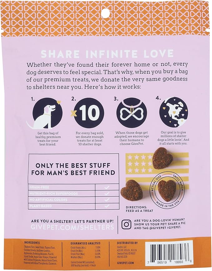GivePet Off-Leash Leisure Dog Treats 6 Oz - Premium Soft Dog Training Treats, No Artificial Flavors - Applesauce Bacon and Cinnamon Dog Snacks - Dog Treat Bag