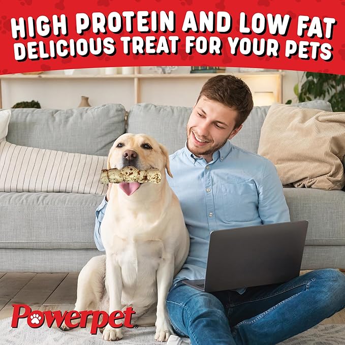 Powerpet Treats Bully Beef Cheek Rolls for Dogs - 100% Natural & Highly Digestible - High Protein, Low Fat - No Rawhide - Soft & Thick Chew Treat - Good Dental Hygiene - Bully Sprinkled Flavor - 1pc