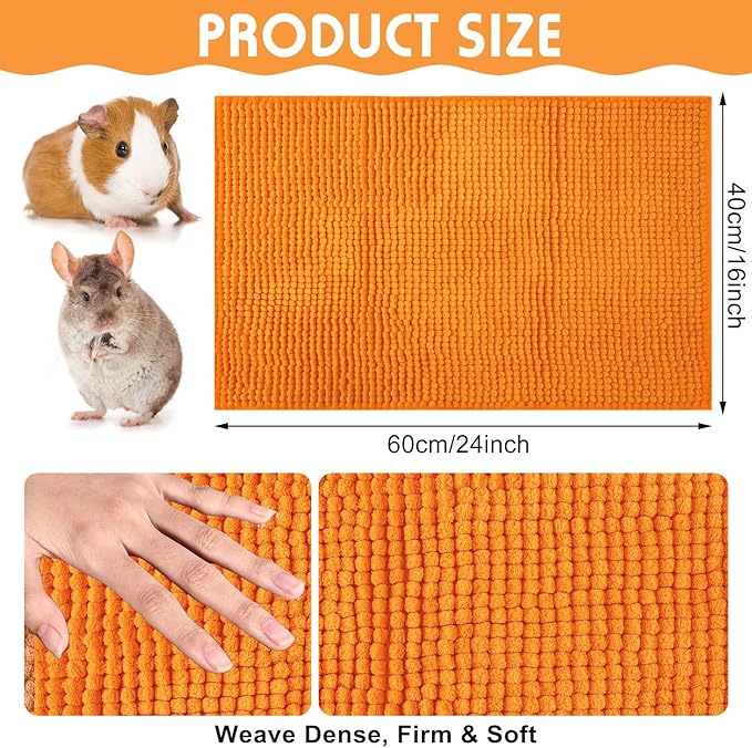 Amylove 4 Pcs Guinea Pig Cage Liner Washable Fleece Pee Pads Pet Dog Cat Bedding Training Mat for Small Animal Guinea Pig Puppy Bunny Hamster(16 x 24 Inch,Rectangular,Orange)