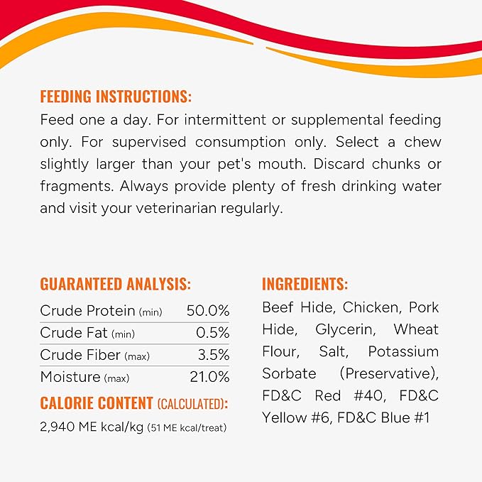 Good 'n' Fun Triple Flavor Ribs Chews for All Dogs, Treat Your Dog to Long-Lasting Chews Made with Beef Hide, Chicken and Pork Hide, 12 Ounces