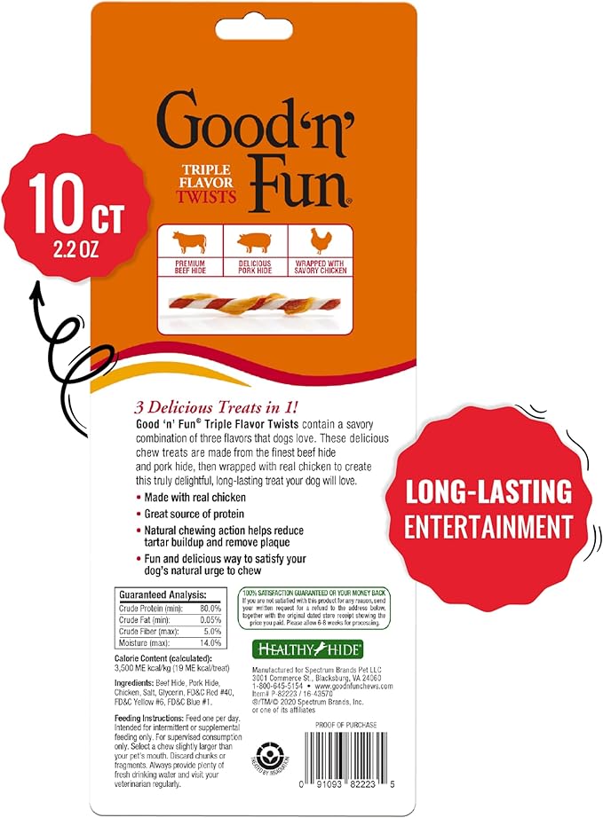 Good 'N' Fun Dog Treats, Tripe Flavor Twists, 10 Pack