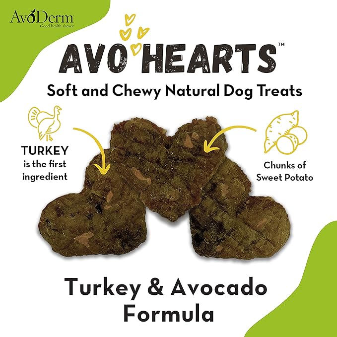 AvoDerm AvoHearts Turkey and Avocado Formula Dog Treats, 5oz Bag