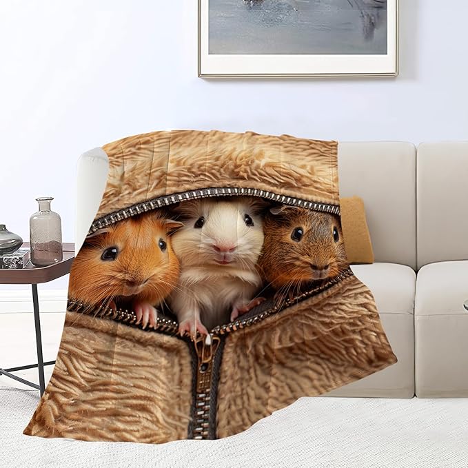 banonaty Guinea Pig Blanket Cute Throw Blankets Cozy Fleece Flannel Plush Bedding Guinea Pig Stuff Gifts for Men Women Boys Girls Teens Adults for Couch Sofa Bed Decor 60"X80"