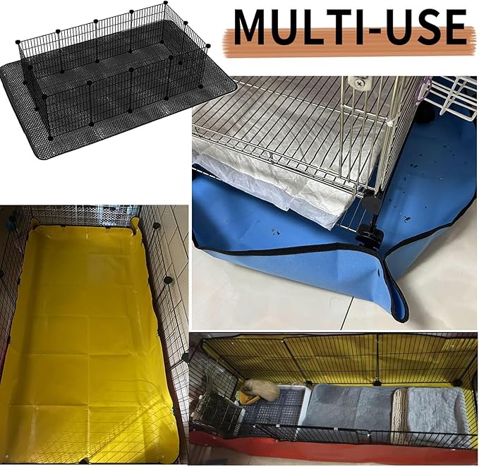 Oncpcare 2 Pack Waterproof Rabbit Playpen Mats 59×59 in (Black) – Washable Floor Protector and Cage Liner for Guinea Pig, Bunny, and Small Animal Habitat