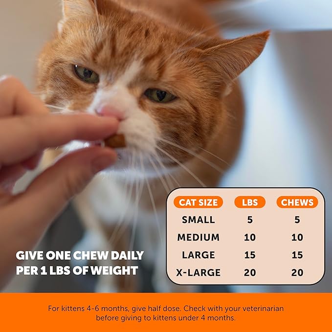 Cat Hip + Joint Health Chews – Crunchy & Creamy Cat Joint Support Supplement - Glucosamine, Chondroitin & Omega-3s – Supports Mobility, Flexibility & Comfort for Indoor & Outdoor Cats (Chicken 30-Day)