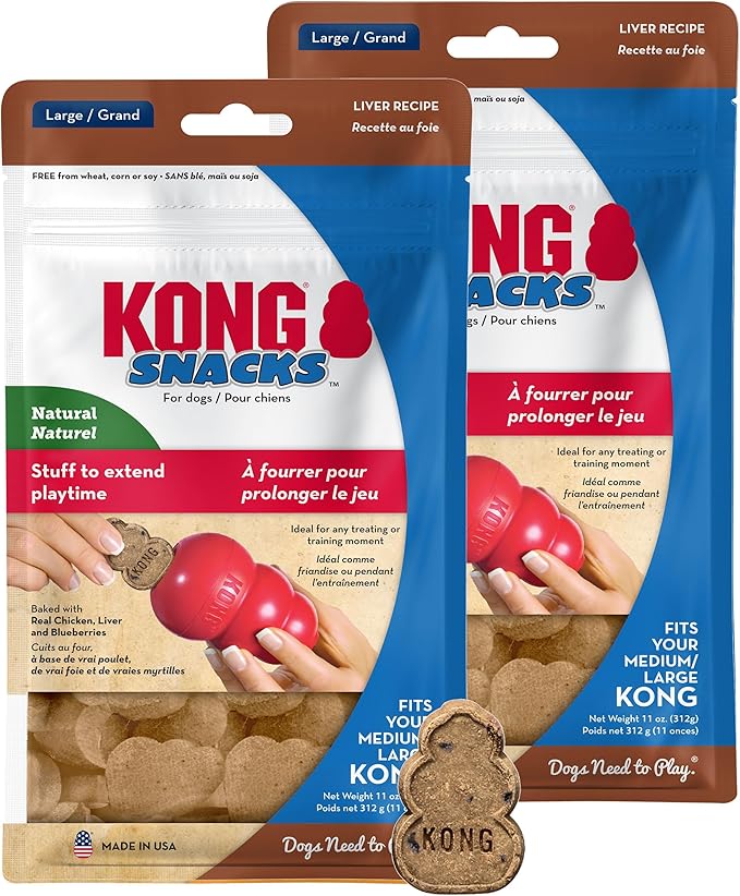 KONG Snacks Dog Treats – 2-Pack | All-Natural, Made in USA, Fits Classic Toys, No Wheat, Corn or Soy (Large, Liver)