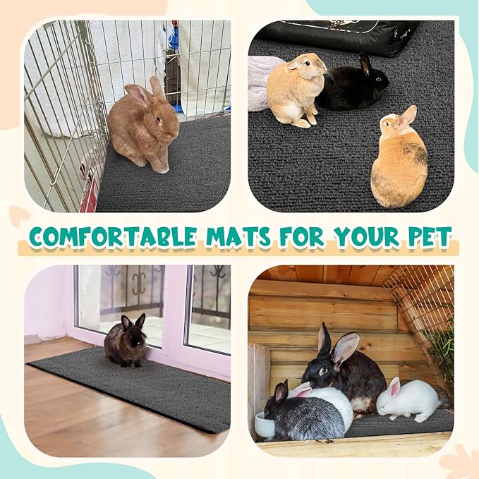 Rabbit Scratch Mat 12 Inch x 6.56 ft Self Adhesive Bunny Scratching Pad Cuttable Claw and Teeth Care Rabbit Mat for Cage Small Animal Scratching Rug for Biting Sleeping Nesting(Dark Gray)