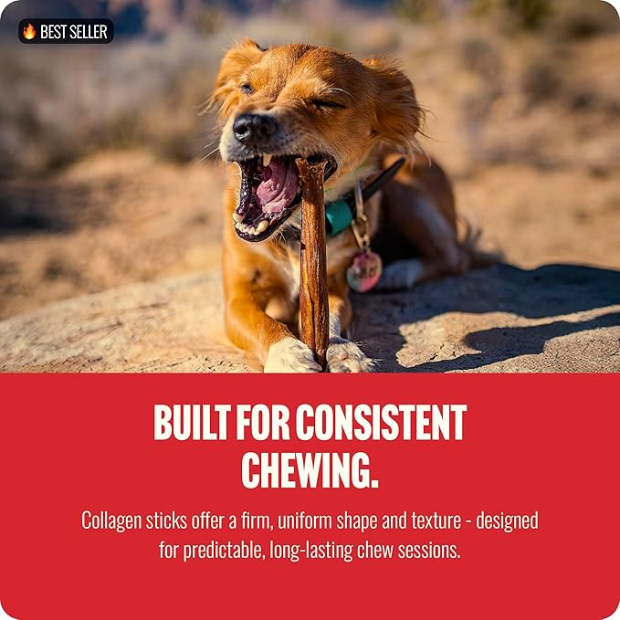 Natural Farm Collagen Sticks for Dogs (6 Inch, 25 Pack), Odor-Free Long Lasting Chews & Rawhide Alternative - 95% Collagen, Low Fat, High Protein - Best Dental Dog Treats - Medium & Large Dogs