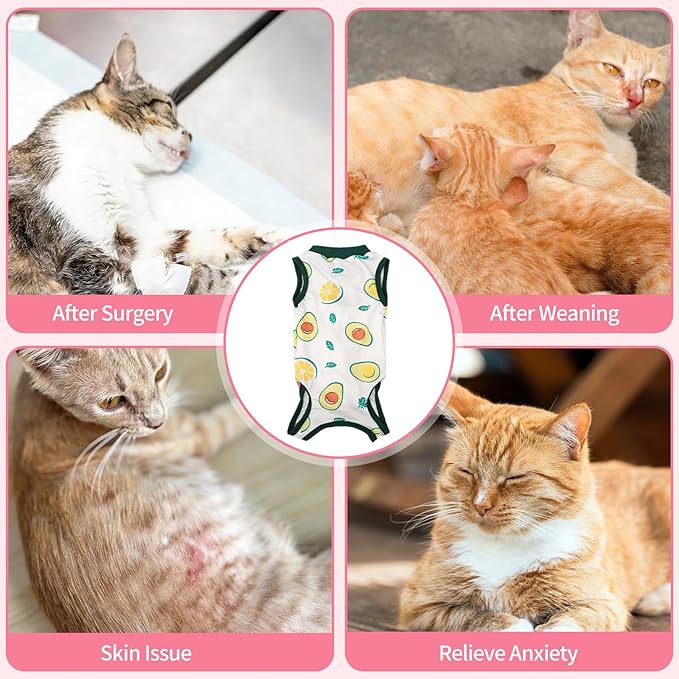 Cat Recovery Suit Cat Onesie for Cats After Surgery, Breathable Cats Surgery Recovery Suit for Female Spay & Abdominal Wounds, Kitten Surgical Onesie Body Suit Anti Licking Cone Alternative