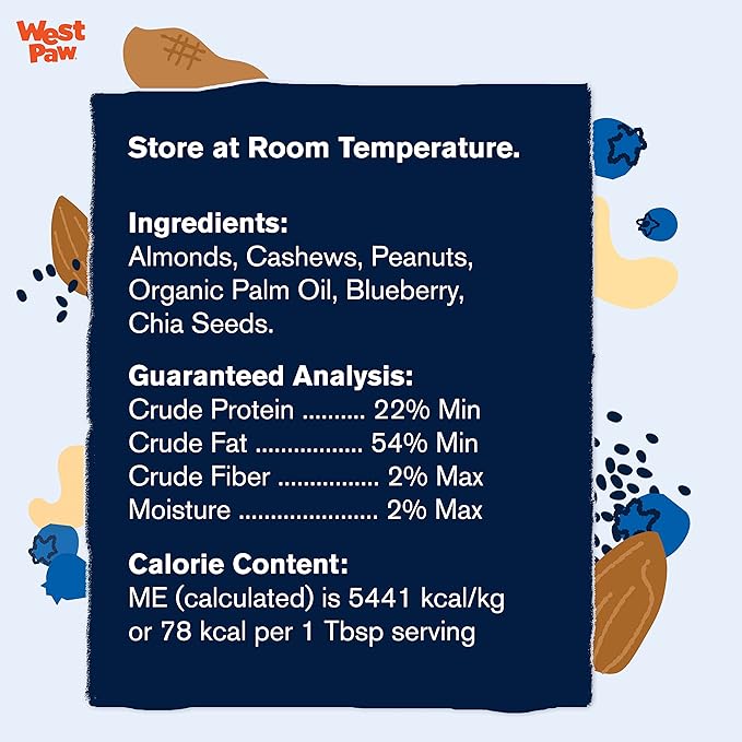 WEST PAW Nut Butter Blueberry and Chia Seed Creamy Dog Treats, 6.2 oz.