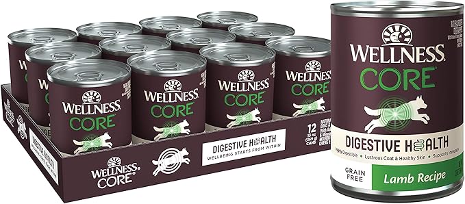 Wellness CORE Digestive Health Lamb Grain Free Wet Dog Food, 13 Ounce Can (Pack of 12)