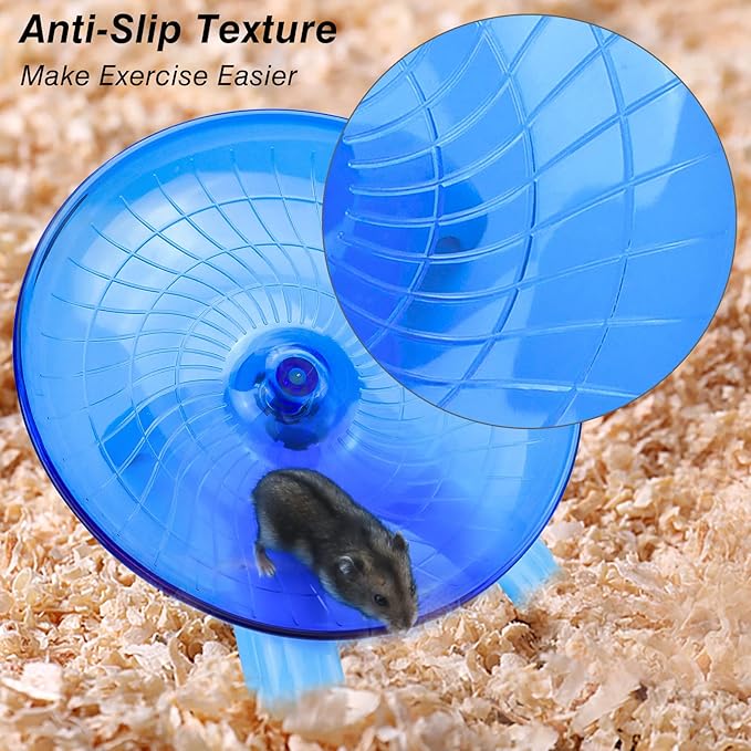 Hamster Wheel Silent Saucer Spinner/Quiet Exercise Flying Runner for Dwarf Hamster/Gerbil Rat/Hermit Crab Small Cage(Blue)