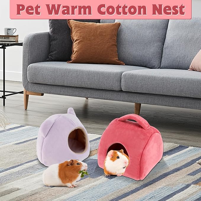 YUEPET Guinea Pig Bed 2 Pack, Washable Guinea Pig Cage Accessories Small Animal Bed Hideout for Guinea Pigs Chinchillas Hamsters Hedgehogs (Handbag and Bear)