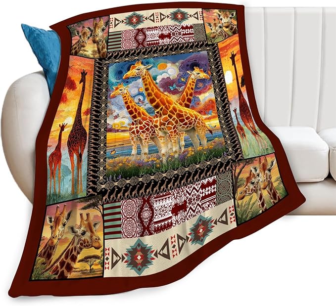 Giraffe Throw Blanket Giraffe Stuff Gifts for Kids Girls Boys Adults Women Men Soft Cozy Warm Plush Fluffy Fuzzy Fleece Blanket Decor 50''X60''