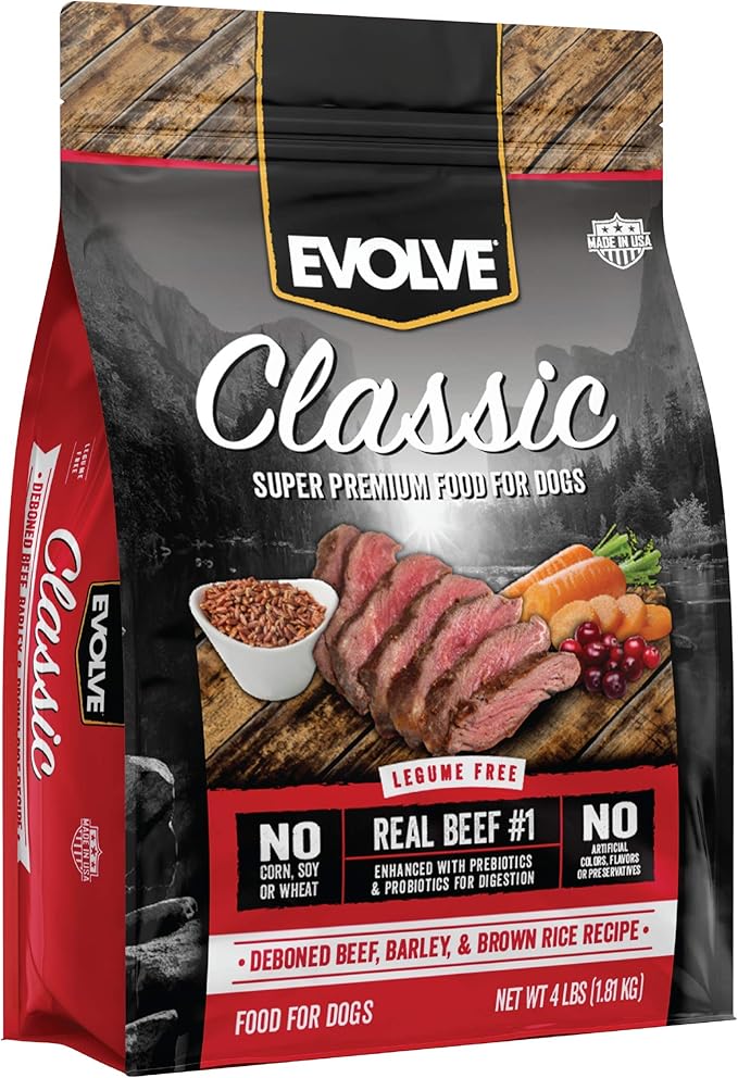 Evolve Classics Deboned Beef, Barley and Bison Recipe Dog Food, 15 Pound