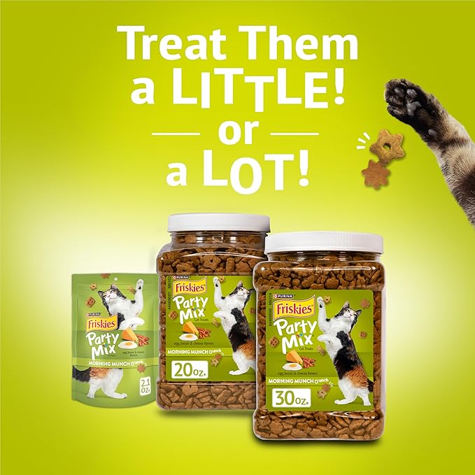 Purina Friskies Party Mix Morning Munch Crunch Egg, Bacon and Cheese Flavors Cat Treats - 30 oz Canister