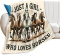 SweetFox Just A Girl Who Loves Horses Blanket, Horse Decor Throw Blanket Gifts for Girls Boys Lovers Super Warm Soft Plush Fleece Flannel Winter Bedding Blankets for Kids Adults Men Women 50"X40"
