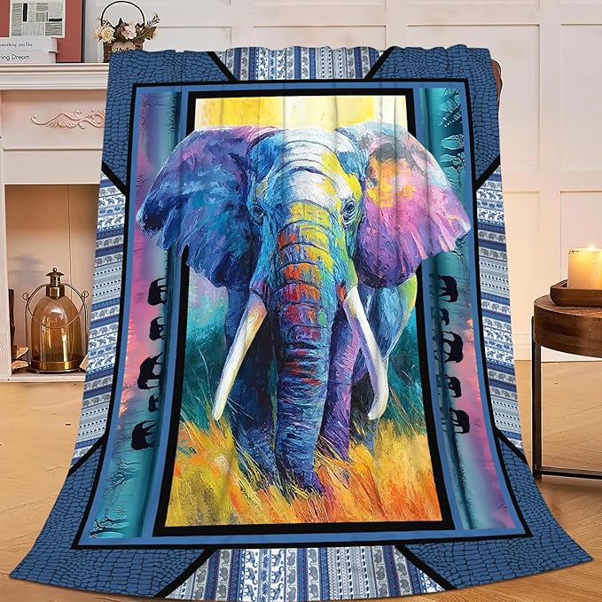 Elephant Throw Blanket Elephant Stuff Gifts for Kids Girls Boys Adults Women Men Soft Cozy Warm Plush Fluffy Fuzzy Fleece Blanket Decor 40''X50''