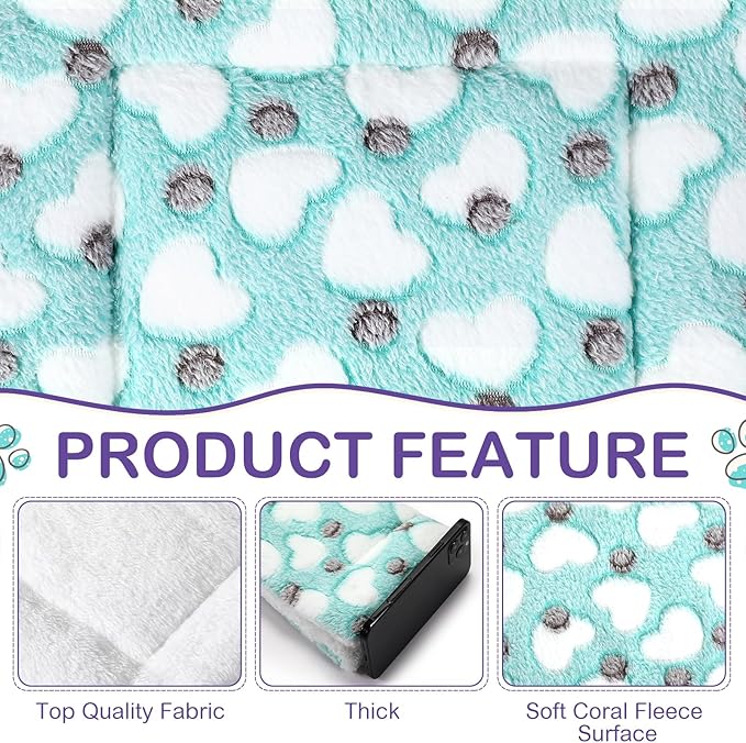 Haull 4 Pcs Waterproof Guinea Pig Bedding Guinea Pig Bed Plush Cage Liners Soft Rabbit Dog Crate Pad Cat Mat Reversible Cozy Animal Pee Pad Hamster Bunny Mat Accessory(Heart,13 x 18.5 Inch)