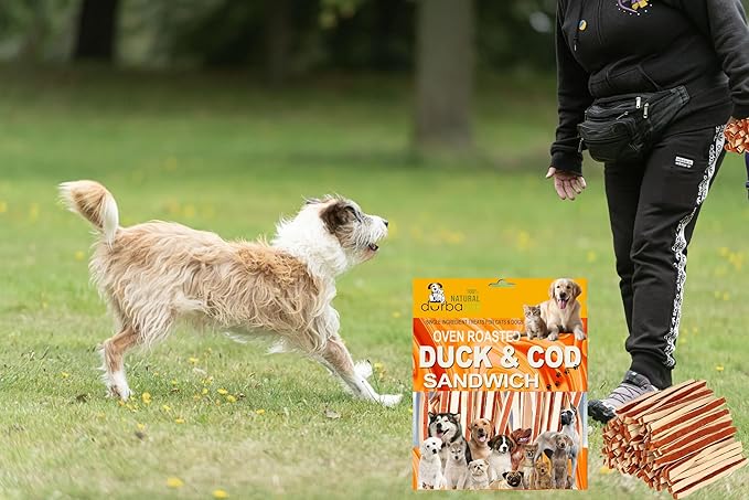 Oven Roasted Single Ingredient Treats for Dogs & Cats | Easy Chew (3.1 oz, Duck & Cod Sandwich)