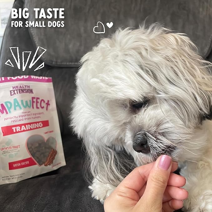 Health Extension Impawfect Dog Training Treats, 4oz (113g), Bacon – Made with Rescued Ingredients, Sustainable & Perfect for Training