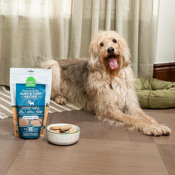 Open Farm, Freeze Dried Raw Dog Food, Patties with 95% Meat, Organs & Bone, Complete Meal or Freeze Dried Dog Food Mixer, Grass-Fed Beef Recipe, 10.5oz Bag