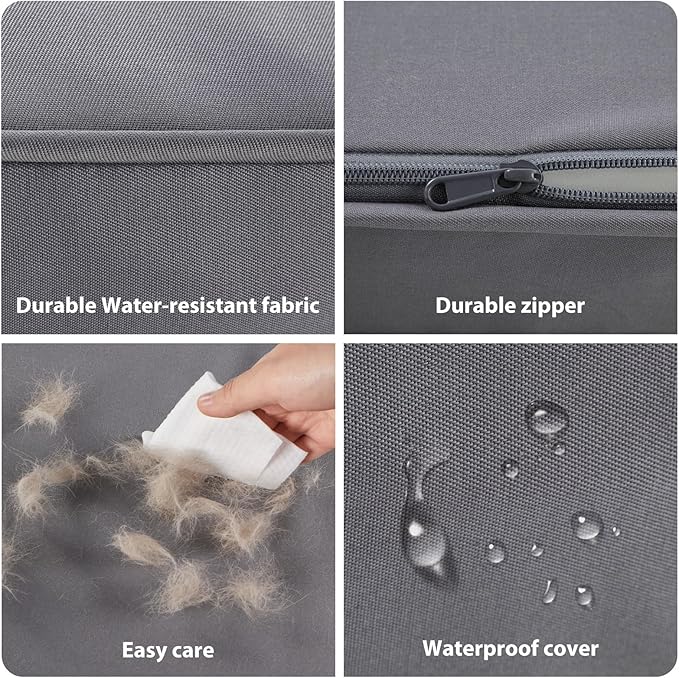 BFPETHOME Outdoor Dog Beds for Large Dogs, Waterproof Dog Bed for Medium, Large, Extra Large Dogs, Orthopedic Pet Bed with Removable Washable Cover, Egg Crate Foam Pet Bed Mat. (30 x 20in, Grey)