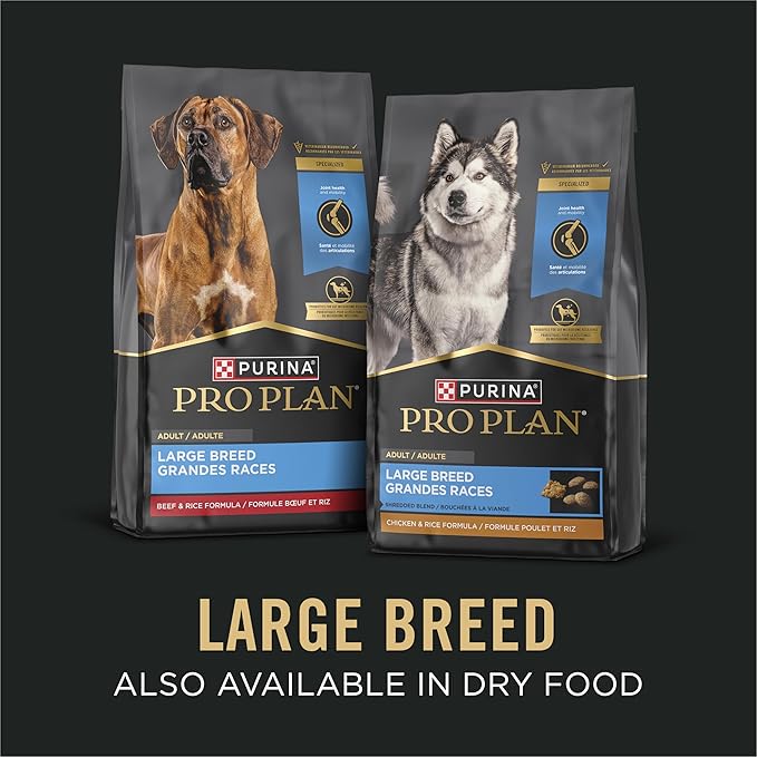 Purina Pro Plan Gravy Wet Dog Food for Large Dogs, Large Breed, Chicken and Rice Entrée - (Pack of 12) 13 oz. Cans