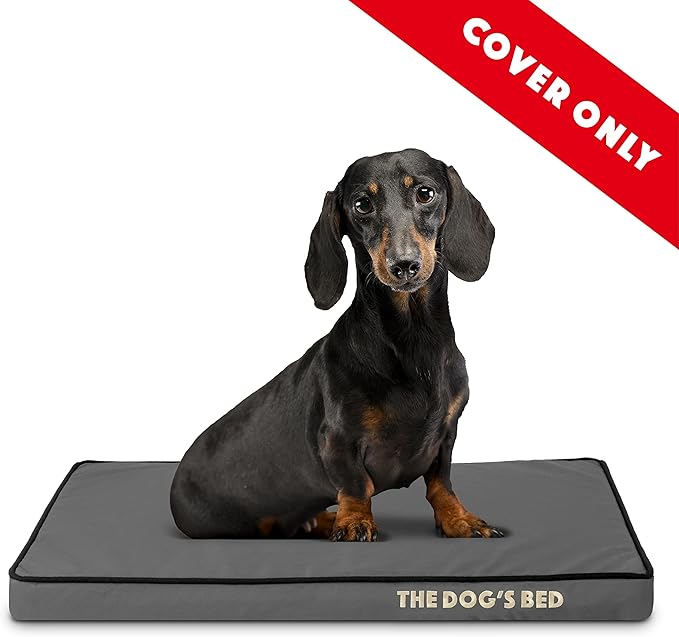 The Dog’s Bed Replacement Outer Cover, Oxford Fabric, Grey with Black Trim, Small, 2-Inch