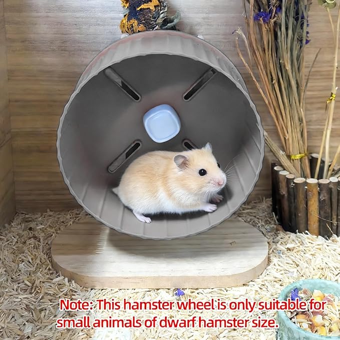 6.7in Silent Hamster Exercise Wheel Hedgehog Wheel Hamster Toy Cage Accessories with Adjustable Stand for Rat Gerbil Mouse (Gray)