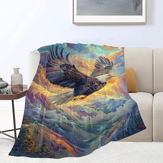 Eagle Throw Blanket Bald Eagle Stuff Gifts for Kids Girls Boys Adults Women Man Soft Cozy Warm Plush Fluffy Fuzzy Fleece Blanket Decor 40''X50''