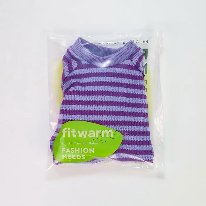 Fitwarm Purple and Violet Striped Dog Pajamas, Waffle Dog Clothes for Small Dogs Girl Boy, Puppy Onesie with Feet, Pet Cat Outfit, XL