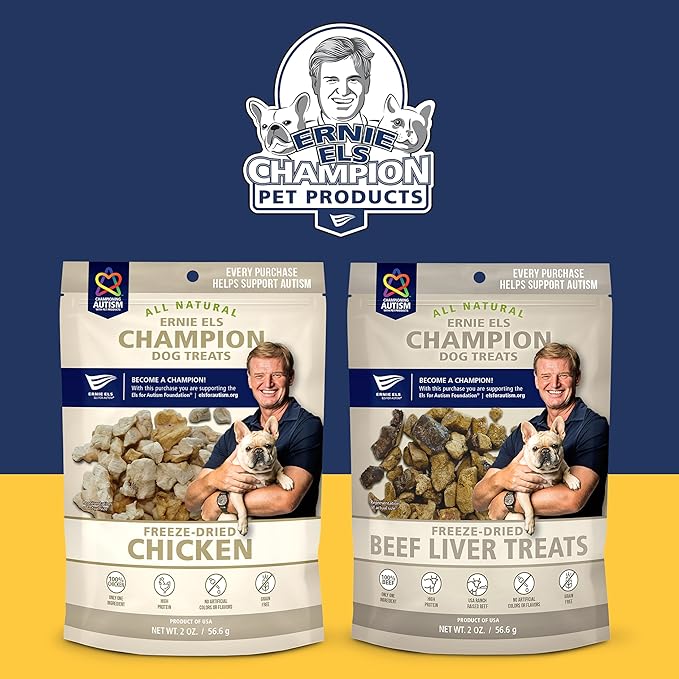 Ernie Els Premium Freeze Dried Dog Treats Bundle - Nutritious, Healthy and All Natural for Snacking, Training and Rewards - Chicken and Beef Liver, 2 Ounce Bags (Pack of 2)
