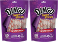 Dingo Twist Sticks, Premium Rawhide Treats for Dogs Made with Real Chicken, 50 Count (Pack of 2)