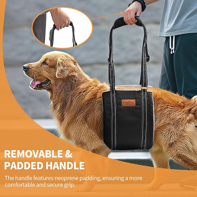Dog Lift Harness for Large Dogs, Adjustable Comfortable Dog Sling with Handle, Knee & Rear Leg Support for Torn ACL Rehabilitation, Weak Rear Legs, Helps Senior, Disabled Canines(Black,XL)