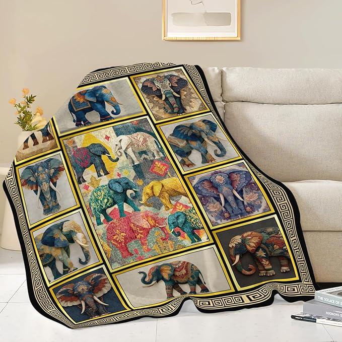Elephant Throw Blanket Elephant Stuff Gifts for Kids Girls Boys Adults Women Men Soft Cozy Warm Plush Fluffy Fuzzy Fleece Blanket Decor 40''X50''