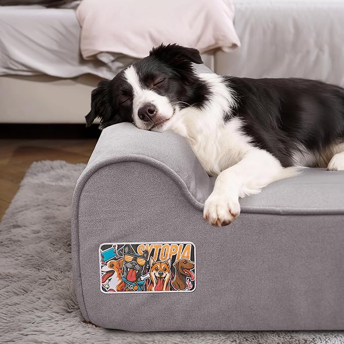 Sytopia XL 35D Memory Foam Dog Bed for Large Dogs – 7" Thick Orthopedic Pet Couch for Seniors and Big Breeds up to 120 Pounds, with Water-Resistant Liner & Washable Cover