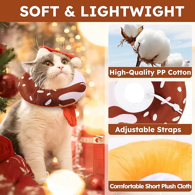 Cat Cone Collar Soft, Cat Recovery Collars for Wound Healing Cute Adjustable Kittens Cones to Stop Licking Comfortable Lightweight Neck Elizabethan Collars for Kittens